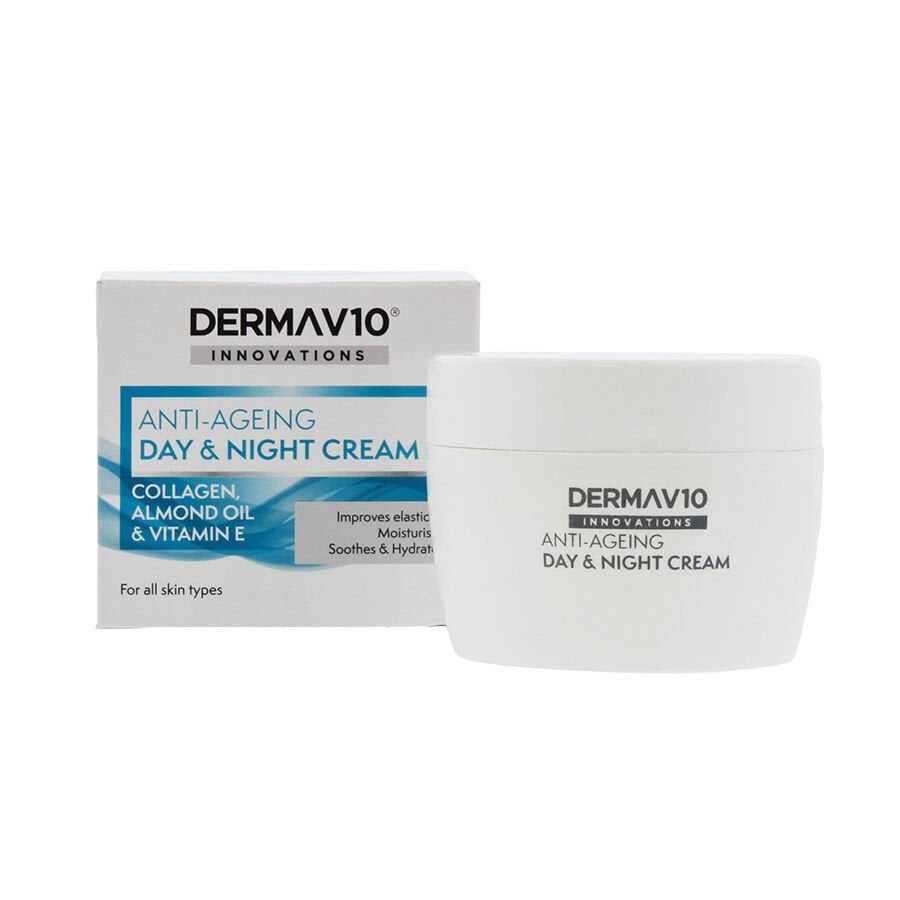 DERMAV10 - Anti-Ageing Collagen, Almond Oil & Vitamin E Day & Night Cream - 50ml