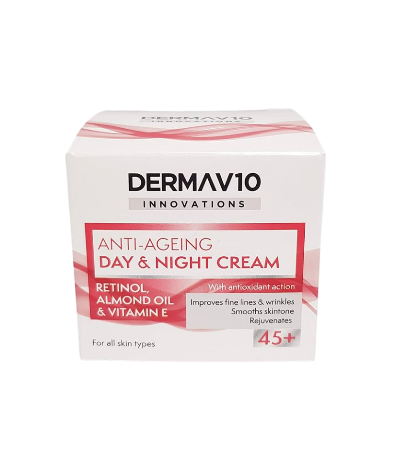 DERMAV10 - Anti-Ageing 45+ Retinol, Almond Oil & Vitamin E Day & Night Cream - 50ml
