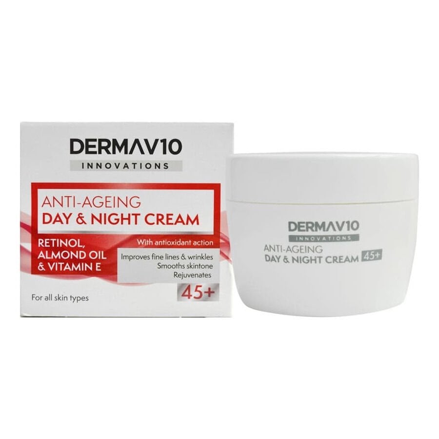 DERMAV10 - Anti-Ageing 45+ Retinol, Almond Oil & Vitamin E Day & Night Cream - 50ml