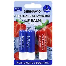 DERMAV10 - 3 Pieces Original & Strawberry Lip Balm