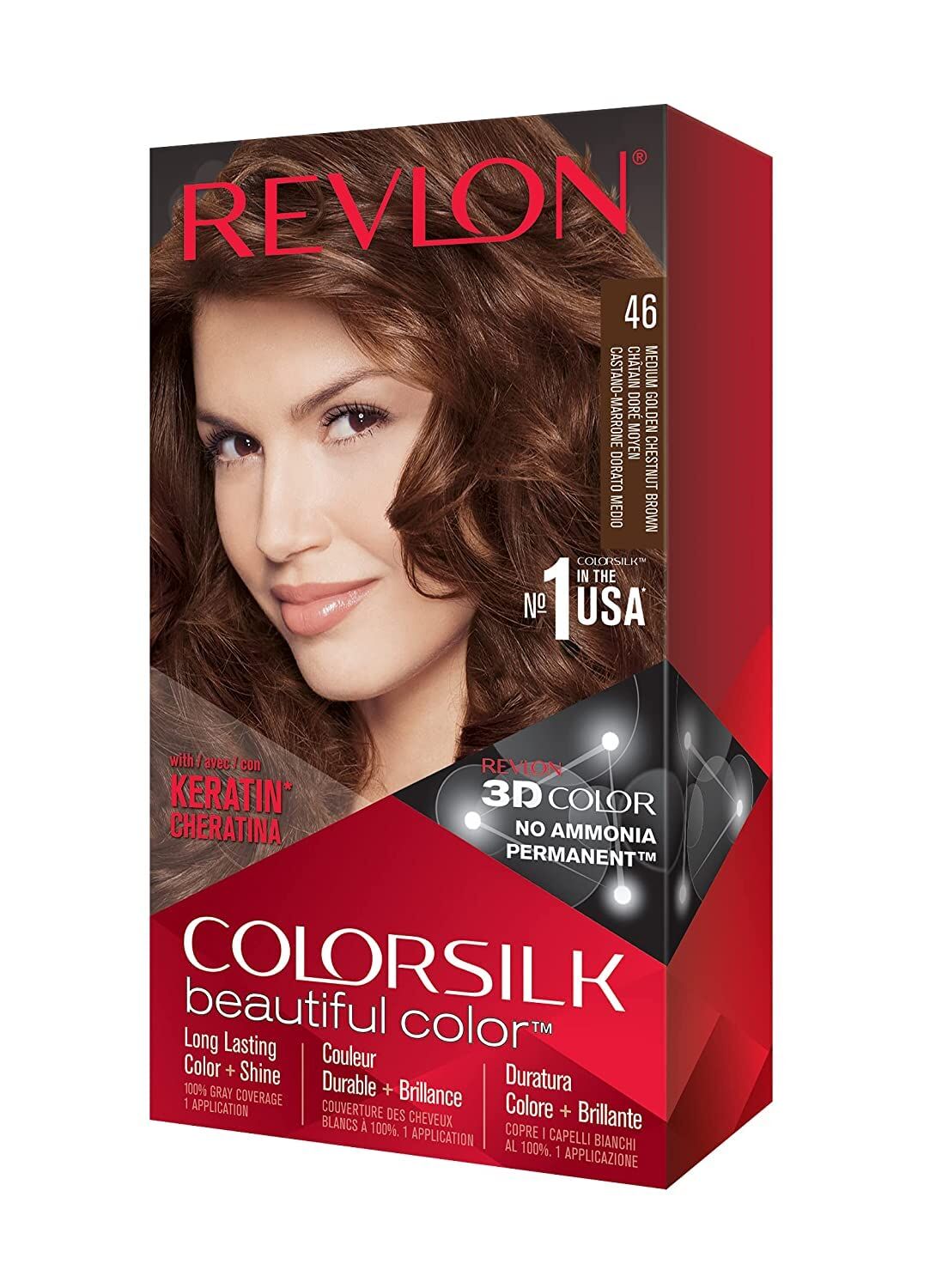 REVLON - Colorsilk Beautiful Permanent Hair Color - 46 Medium Golden Chestnut Brown