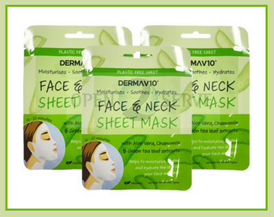 DERMAV10 - Aloe Vera Chamomile Face & Neck Sheet Mask