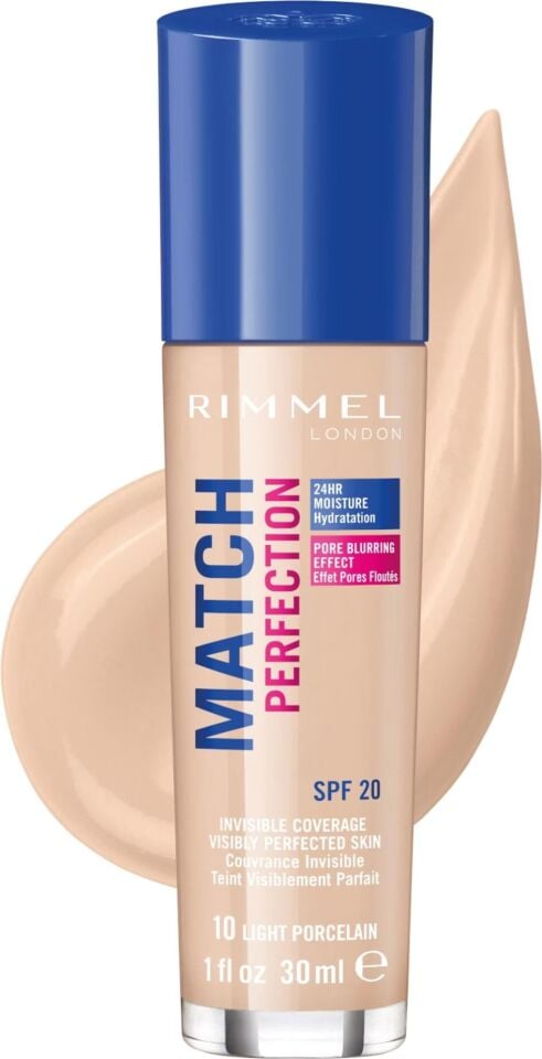 RIMMEL - Match Perfection SPF 20 Foundation 30ml - 10 Light Porcelain