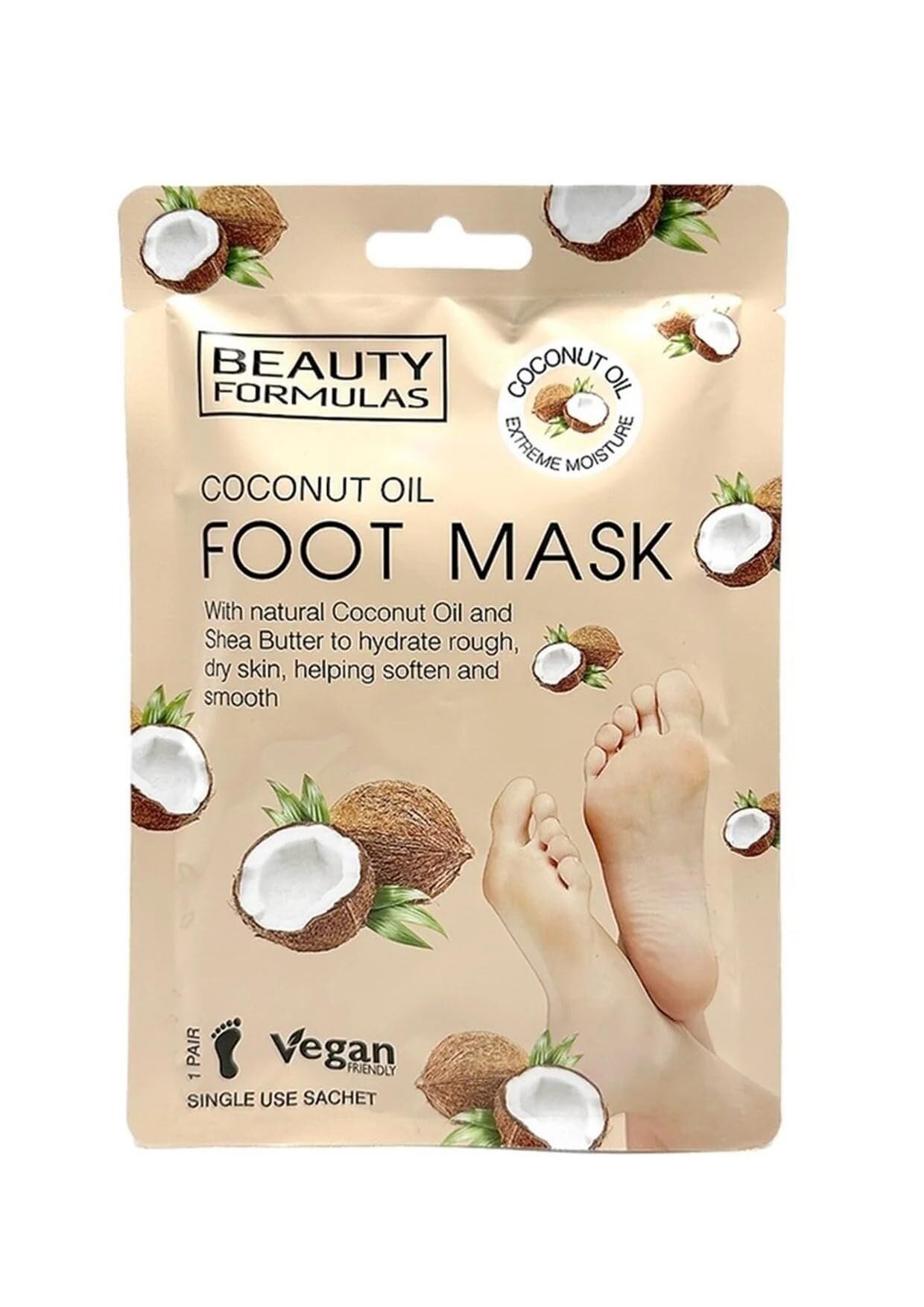 BEAUTY FORMULAS - Coconut Oil Foot Mask - 2 Socks 1 Pair