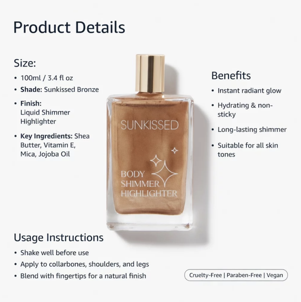 SUNKISSED - Body Shimmer Highlighter - 100ml