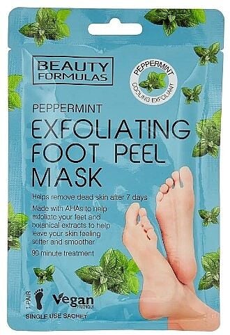 BEAUTY FORMULAS - Peppermint Exfoliating Foot Peel Mask - 2 Socks 1 Pair