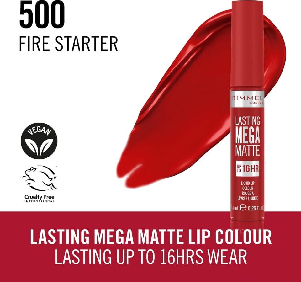 RIMMEL - Lasting Mega Matte Liquid Lip Colour - 500 Fire Starter
